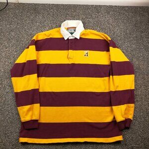 Vintage Rugby Northwest Columbia Knit Polo Shirt Long Sleeve Striped Mens XL